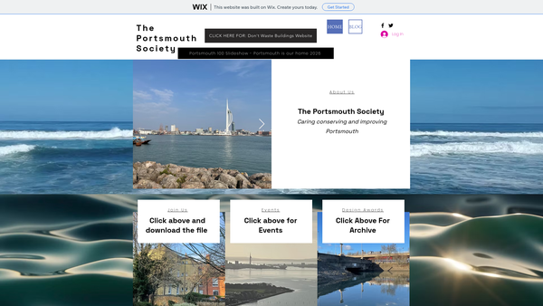Screenshot of the The Portsmouth Society website