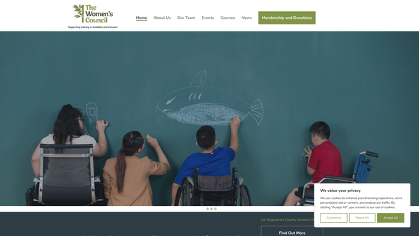 Screenshot of the The Womens Council website