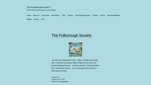 Screenshot of the The Pulborough Society website