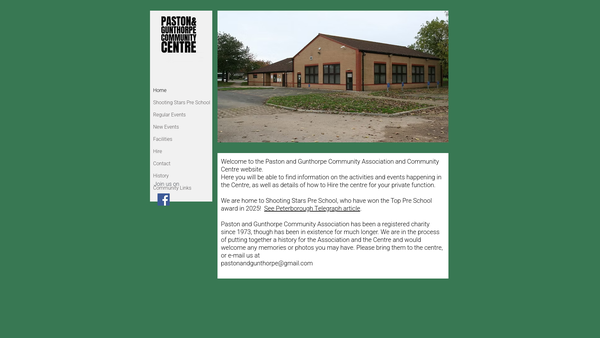 Screenshot of the Paston And Gunthorpe Community Association website