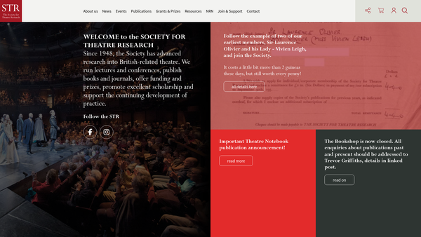 Screenshot of the The Society For Theatre Research website
