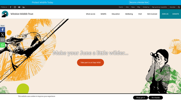 Screenshot of the Wiltshire Wildlife Trust Limited website