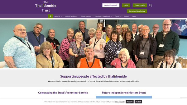 Screenshot of the The Thalidomide Trust website