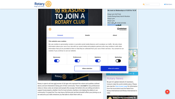 Screenshot of the The Rotary Club Of King's Lynn Priory Benevolent Fund website
