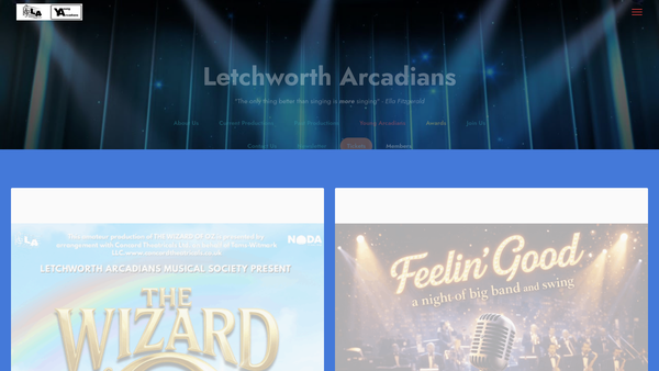 Screenshot of the Letchworth Arcadians website