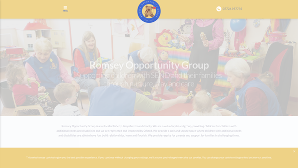 Screenshot of the Romsey Opportunity Group For Children With Special Needs website