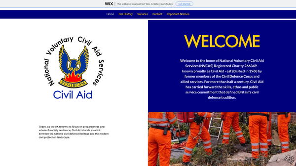 Screenshot of the National Voluntary Civil Aid Services (Known As Civil Aid) website