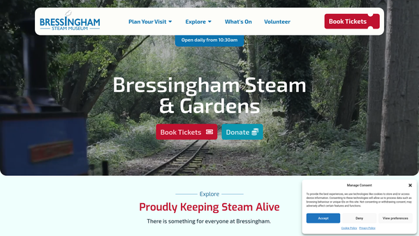 Screenshot of the Bressingham Steam Preservation Company Limited website