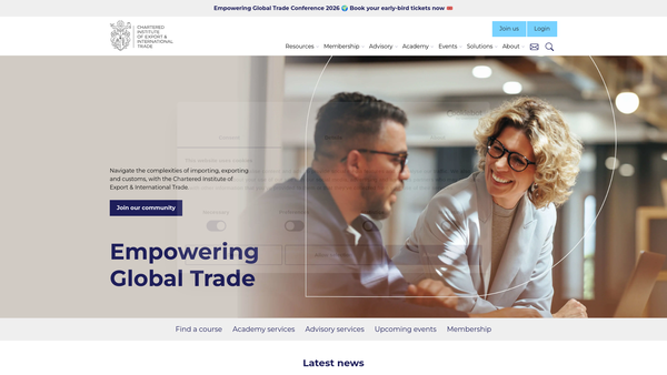 Screenshot of the Institute Of Export And International Trade (The) website