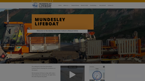 Screenshot of the Mundesley Volunteer Inshore Lifeboat Limited website