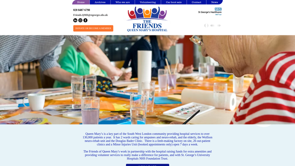 Screenshot of the The Friends Of Queen Mary's Hospital - Roehampton website