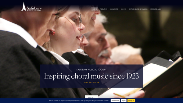 Screenshot of the Salisbury Musical Society website
