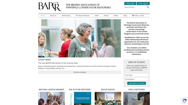 Screenshot of the The Association Of British Picture Restorers Founders Memorial Benevolent Fund website
