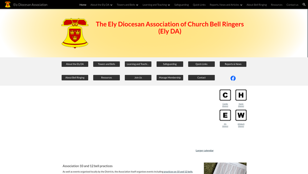 Screenshot of the The Ely Diocesan Association Of Church Bell Ringers Bell Restoration Fund website