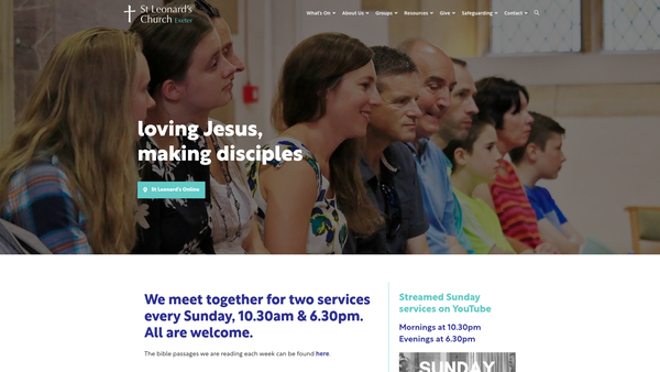 Screenshot of the St Leonard With Holy Trinity Exeter Ecclesiastical Charity website