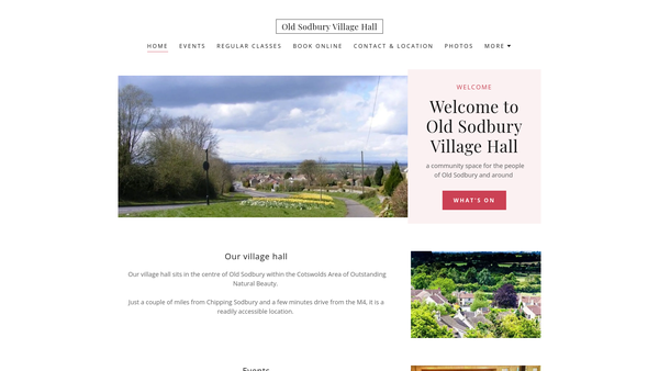 Screenshot of the Old Sodbury Village Hall website