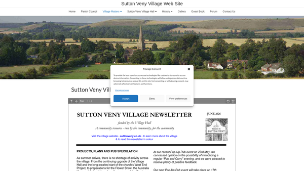 Screenshot of the Sutton Veny Village Hall website