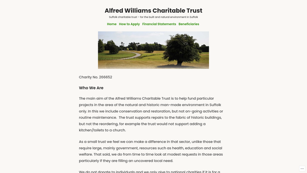 Screenshot of the Alfred Williams Charitable Trust website