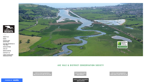 Screenshot of the The Axe Vale And District Conservation Society website