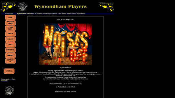 Screenshot of the The Wymondham Players website