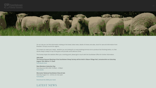 Screenshot of the Southdown Sheep Society website