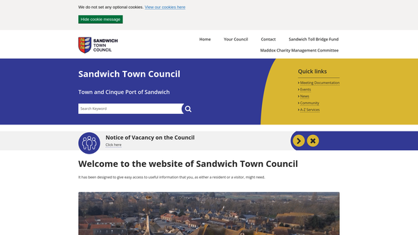 Screenshot of the Sandwich Toll Bridge Fund website