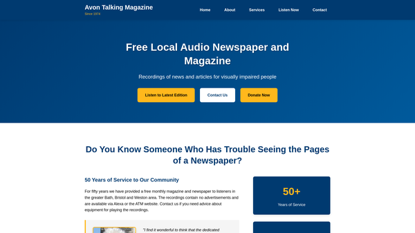 Screenshot of the The Avon Talking Magazine Association website