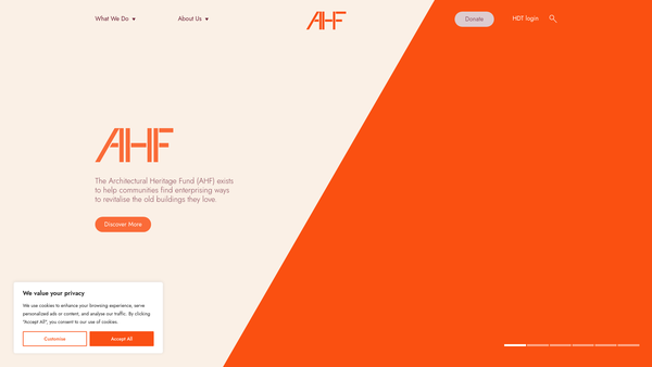 Screenshot of the The Architectural Heritage Fund website