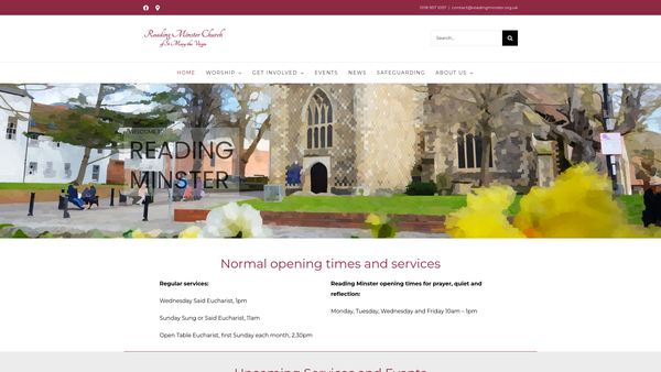 Screenshot of the Reading Minster Church Of St Mary The Virgin website
