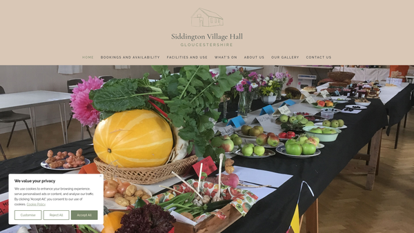 Screenshot of the Siddington Village Hall website