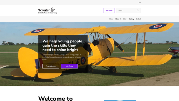 Screenshot of the 1st Stoke Poges Air Scout Group website