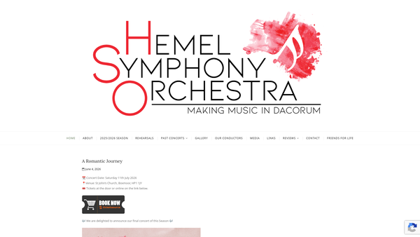 Screenshot of the Hemel Symphony Orchestra website