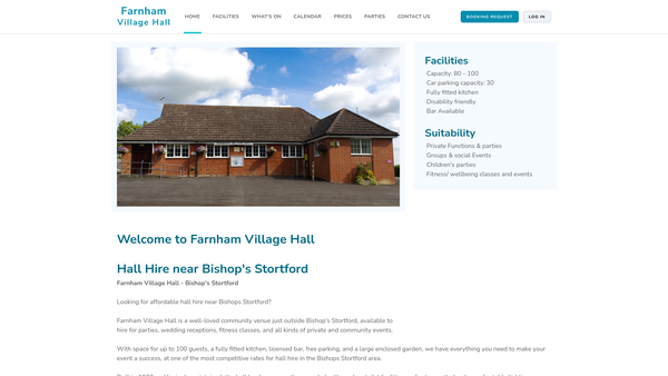 Screenshot of the Parish Room (Farnham) website