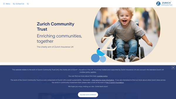 Screenshot of the Zurich Community Trust (UK) Limited website