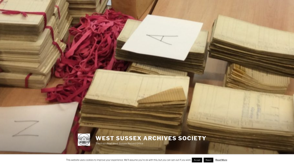 Screenshot of the West Sussex Archives Society website