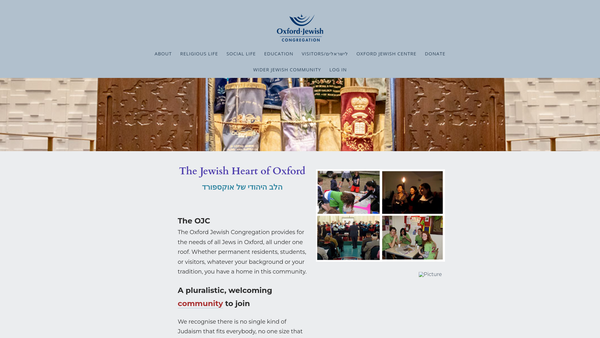 Screenshot of the The Oxford Synagogue And Jewish Centre Limited website
