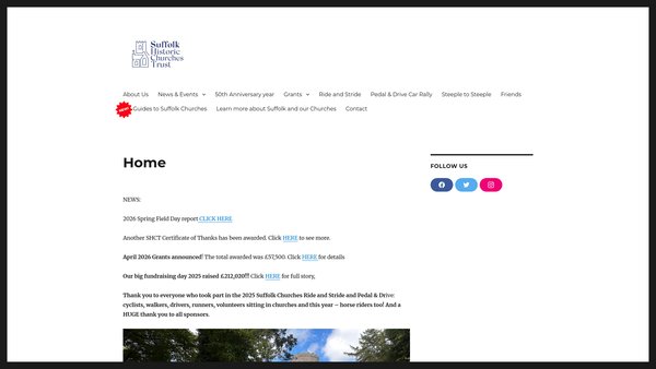 Screenshot of the The Suffolk Historic Churches Trust website