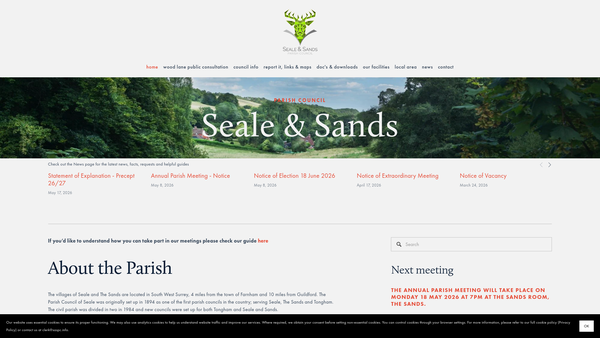 Screenshot of the Seale Recreation Ground website