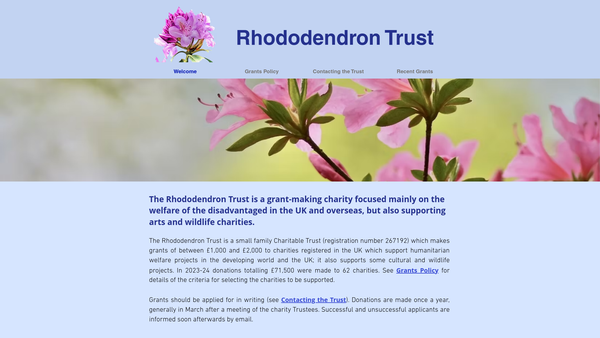 Screenshot of the The Rhododendron Trust website
