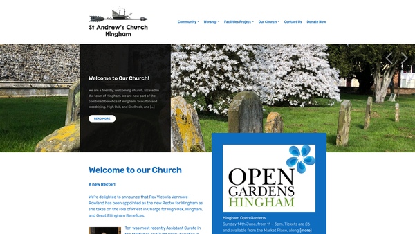 Screenshot of the St Andrew’s Church Hingham Charity website