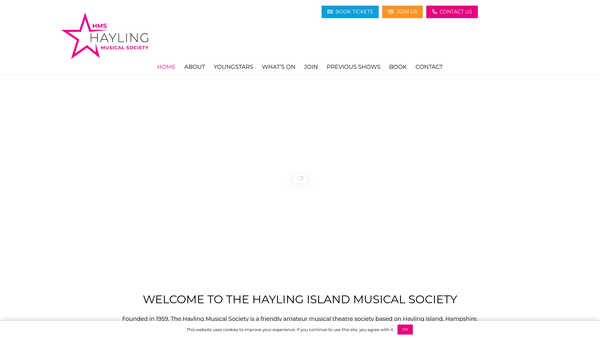 Screenshot of the Hayling Musical Society website
