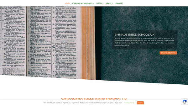 Screenshot of the Emmaus Bible School UK website