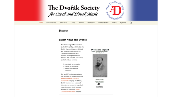 Screenshot of the The Dvorak Society website