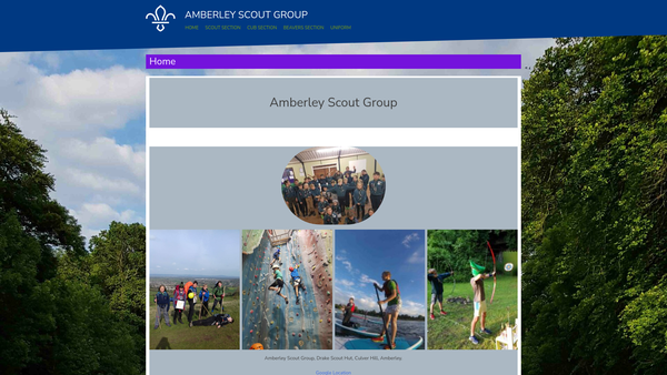 Screenshot of the Amberley Scout Group website