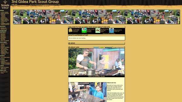 Screenshot of the 3rd Gidea Park (St Michaels) Scout Group website