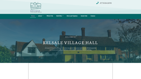 Screenshot of the Kelsale Village Hall And Centre website