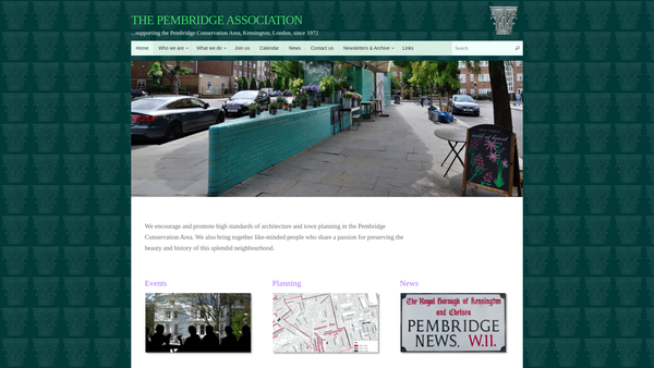 Screenshot of the The Pembridge Association website