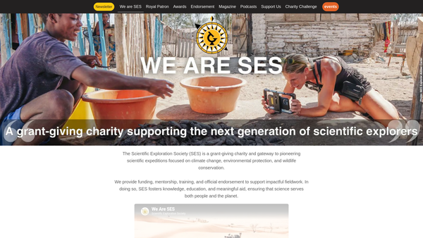 Screenshot of the The Scientific Exploration Society website
