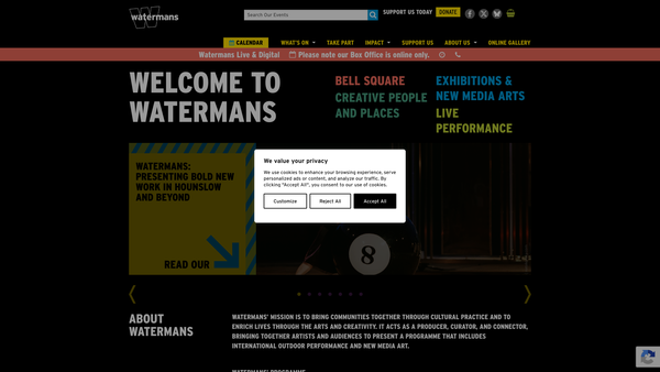 Screenshot of the The Hounslow Arts Trust Ltd website