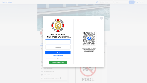 Screenshot of the Salcombe And District Swimming Pool Association website